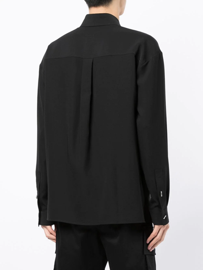 Shop Ports V Contrast-stitching Long-sleeved Shirt In Black