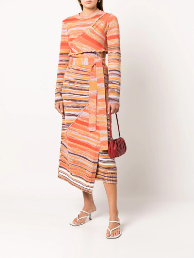 Simkhai Selah Layered Space-dyed Cotton And Wool-blend Midi Dress In Orange