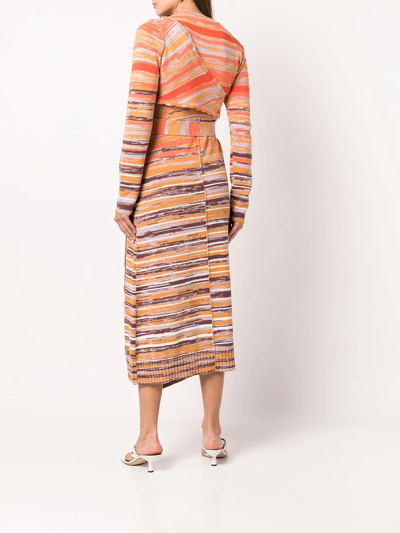Simkhai Selah Layered Space-dyed Cotton And Wool-blend Midi Dress In Orange