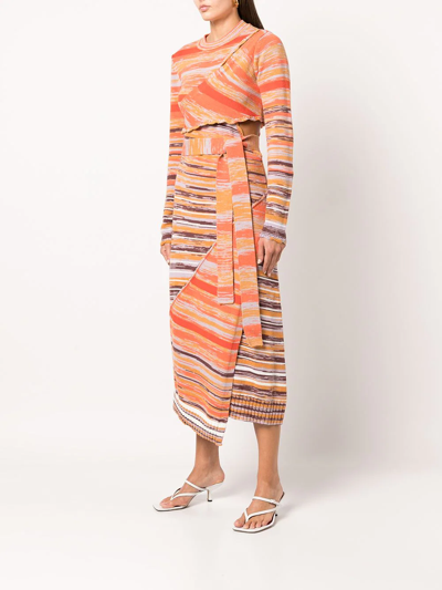Simkhai Selah Layered Space-dyed Cotton And Wool-blend Midi Dress In Orange