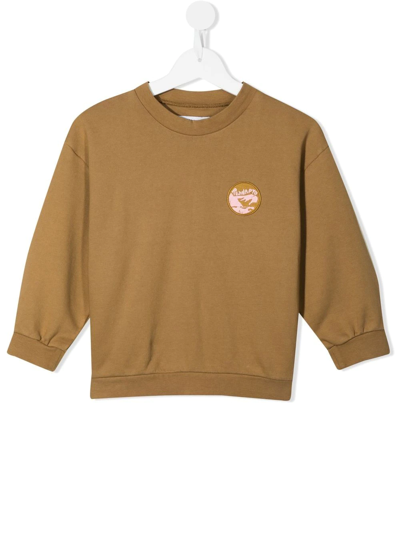 Shop Rejina Pyo Luka Logo-patch Organic Cotton Sweatshirt In Brown