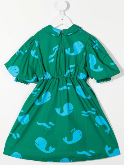 Shop Rejina Pyo Nora Whale-print Organic Cotton Dress In Green