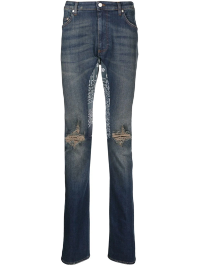 Shop Alchemist Bandana-print Straight-leg Jeans In Blue