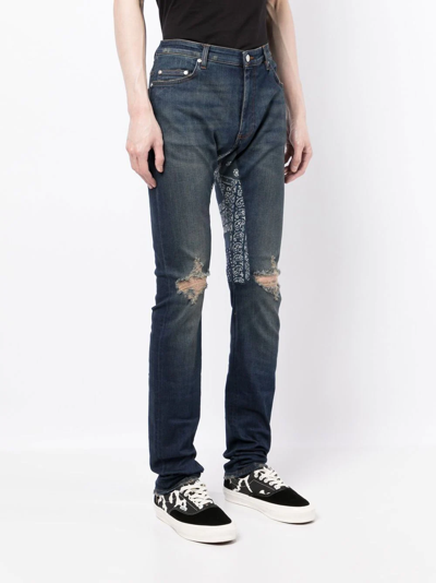 Shop Alchemist Bandana-print Straight-leg Jeans In Blue