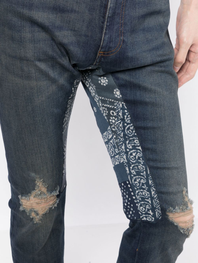 Shop Alchemist Bandana-print Straight-leg Jeans In Blue
