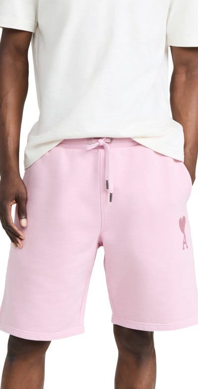 Shop Ami Alexandre Mattiussi Ami De Coeur Track Shorts In Pale Pink