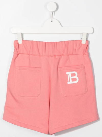 Shop Balmain Rear Logo-print Shorts In Pink