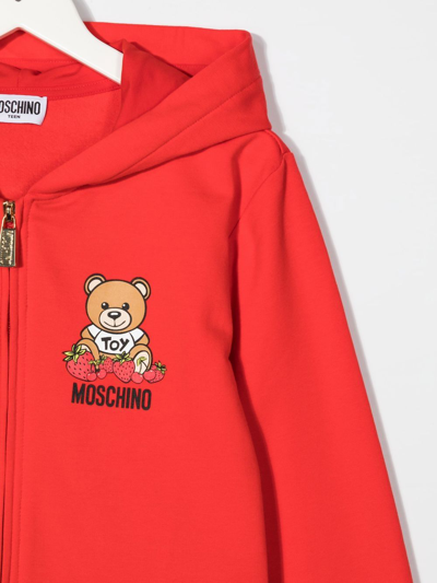 Shop Moschino Toy Bear Print Hoodie In Red