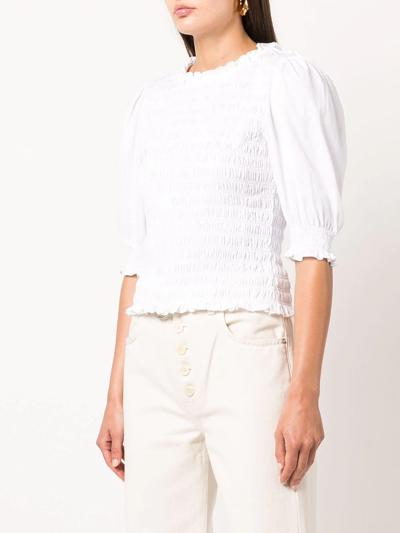 Shop Veronica Beard Langston Shirred Crop Top In White