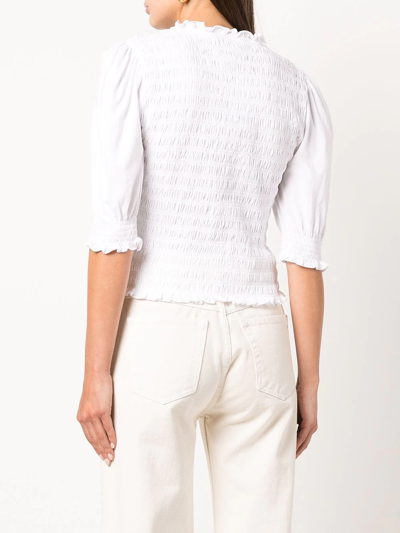 Shop Veronica Beard Langston Shirred Crop Top In White
