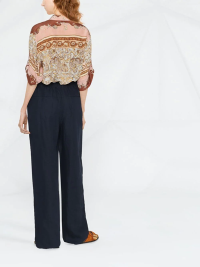 Giorgio Armani Wide Leg Silk Trousers In Blue