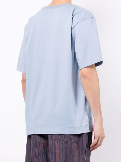 Shop Agnès B. Logo-embroidered T-shirt In Blue