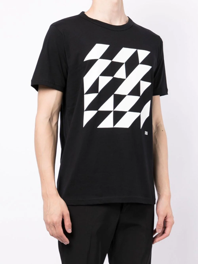 Shop Agnès B. Geometric-print T-shirt In Black
