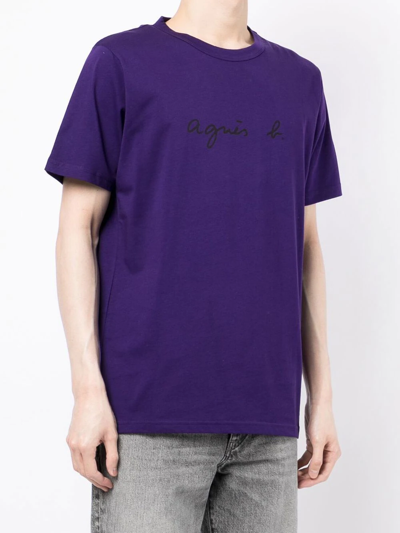 Shop Agnès B. Logo-print T-shirt In Purple