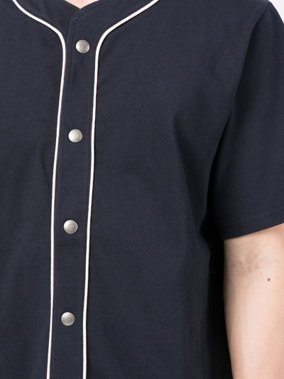 Shop Agnès B. Logo-embroidered Short-sleeved Shirt In Blue