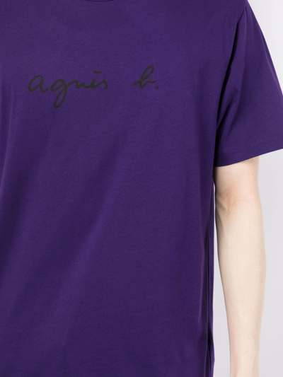Shop Agnès B. Logo-print T-shirt In Purple