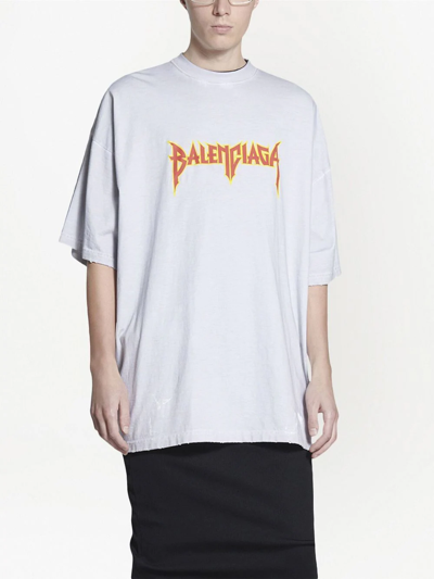Shop Balenciaga Oversized Metal Logo T-shirt In White