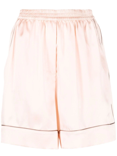 Shop Dolce & Gabbana Contrast-detail Silk Shorts In Pink
