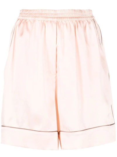Dolce & Gabbana Contrast-detail Silk Shorts In Pink