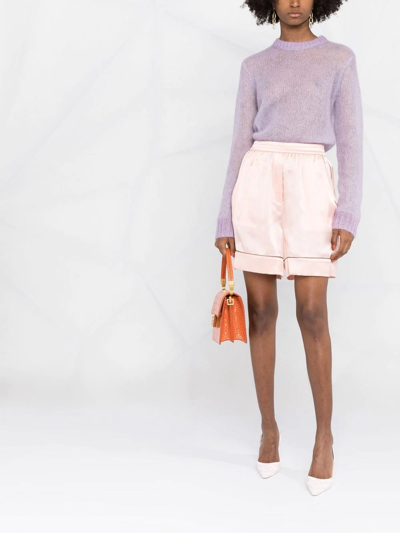 Dolce & Gabbana Contrast-detail Silk Shorts In Pink