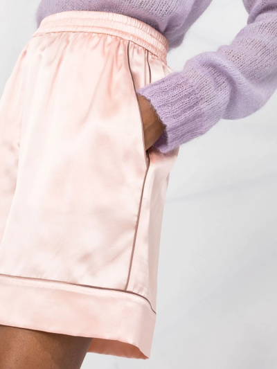 Dolce & Gabbana Contrast-detail Silk Shorts In Pink