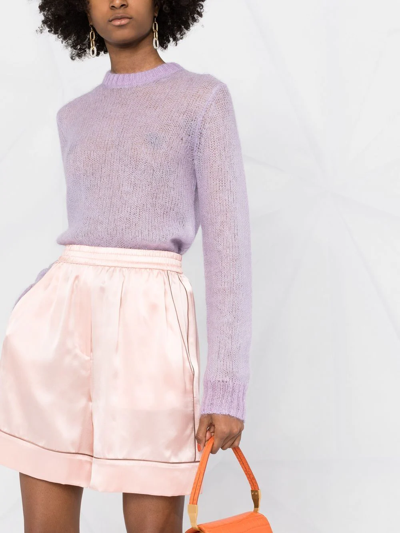 Dolce & Gabbana Contrast-detail Silk Shorts In Pink