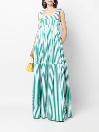 Shop Plan C Stripe-print Maxi Dress In Green
