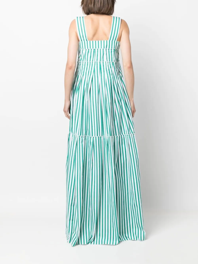 Shop Plan C Stripe-print Maxi Dress In Green