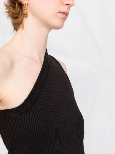 Shop Jacquemus Ascu One-shoulder Knitted Top In Black