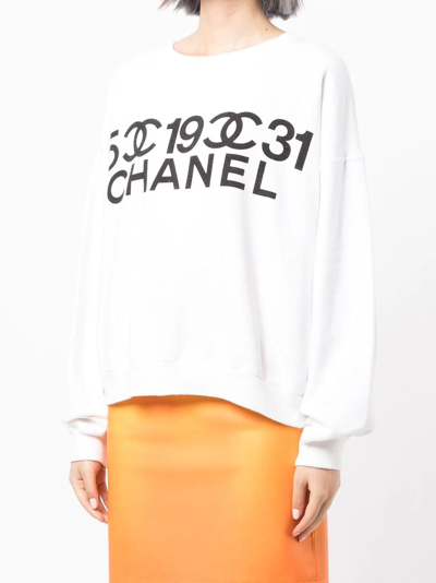 Pre-owned Chanel 1990s Cc Logo-print Sweatshirt In White