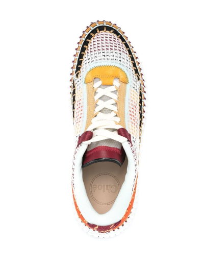 Shop Chloé Nama Lace-up Sneakers In White