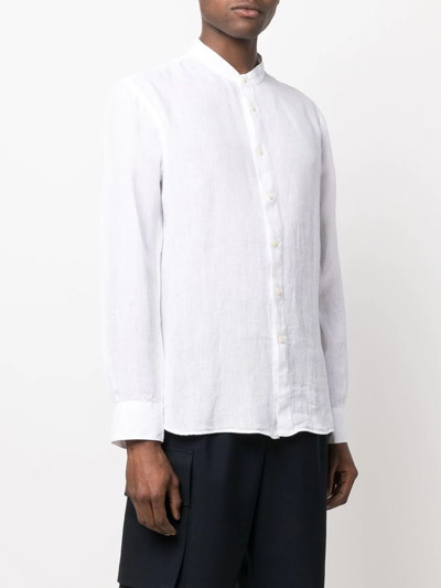 Shop 120% Lino Long-sleeve Linen Shirt In White