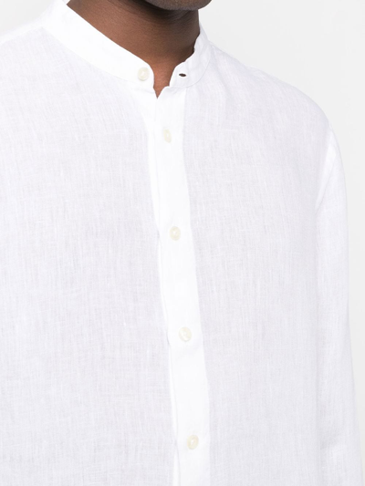 Shop 120% Lino Long-sleeve Linen Shirt In White