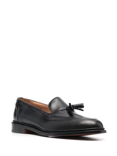 Tricker's Black Calf Leather Moccasin With Decorative Tassel In Black
