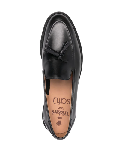 Tricker's Black Calf Leather Moccasin With Decorative Tassel In Black