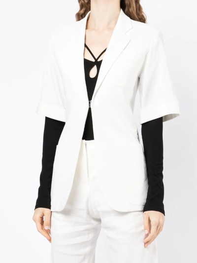 Shop Christopher Esber Short-sleeve Single-breasted Blazer In White