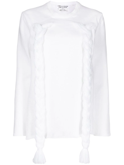 Shop Comme Des Garçons Comme Des Garçons Braided-detail Long-sleeve Jumper In White