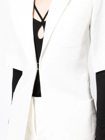 Shop Christopher Esber Short-sleeve Single-breasted Blazer In White