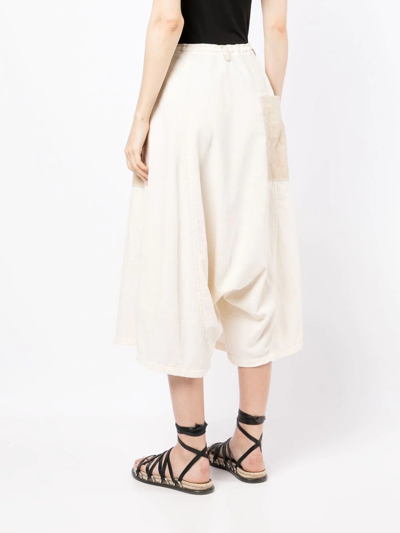 Y's Drop-crotch Wide-leg Trousers In Neutrals