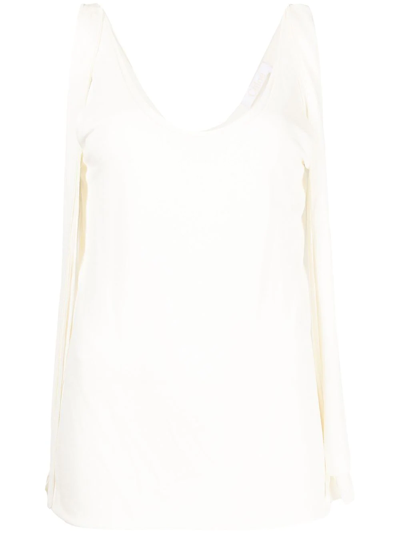 Chloé Strap Detail U-neck Tank Top In White