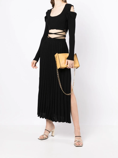 Shop Christopher Esber Ribbed-knit High-waisted Skirt In Black