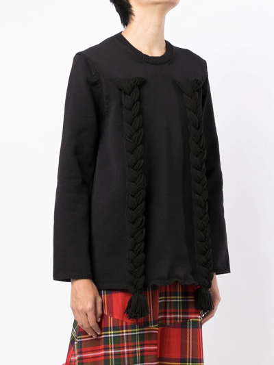 Shop Comme Des Garçons Comme Des Garçons Braided-detail Long-sleeve Jumper In Black