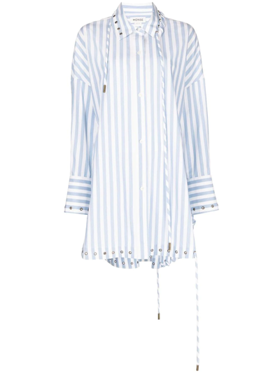 Shop Monse Stripe-pattern Cotton Shirt In Blue