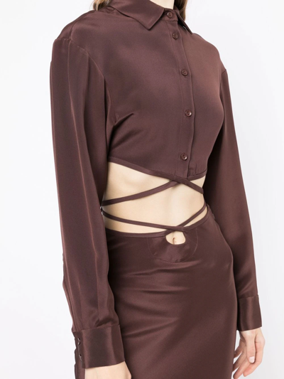 Shop Christopher Esber Tie-fastened Cropped Shirt In Brown