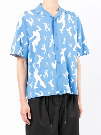 Shop Neil Barrett Jacquard Pattern Knitted Shirt In Blue