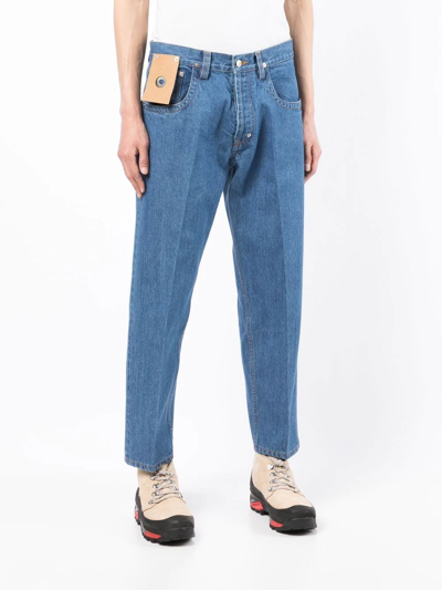 Shop Craig Green Logo-patch Straight-leg Jeans In Blue