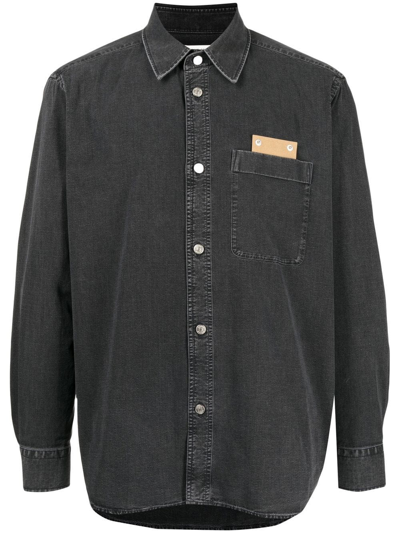 Shop Craig Green Circle-print Denim Shirt In Black