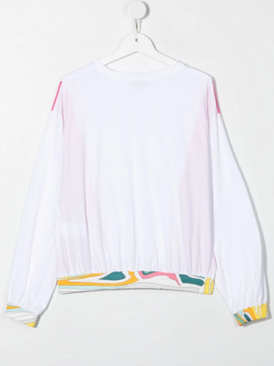 Shop Emilio Pucci Junior Ruffle-detail Panelled Sweatshirt In White