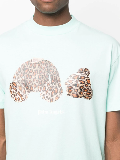 Shop Palm Angels Leopard Bear T-shirt In Green