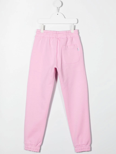 Shop Msgm Logo-print Tapered Track Pants In Pink